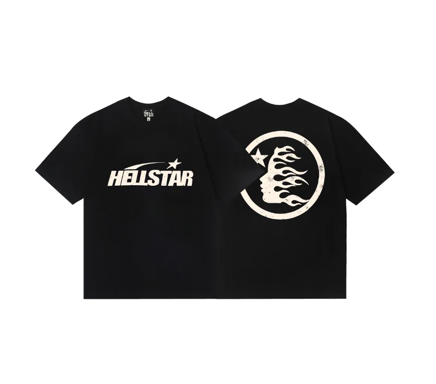 6709# P112 Hellstar American fashion high street pure cotton loose short-sleeved T-shirt Color: Black Size: S M L XL