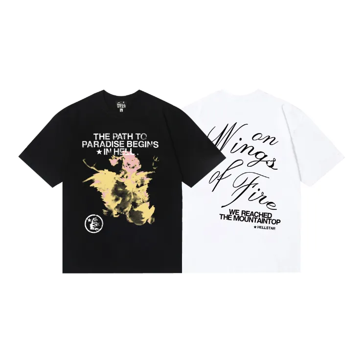 6728# P116 Hellstar American fashion high street pure cotton loose short-sleeved T-shirt Color: White Black Size: S M L XL