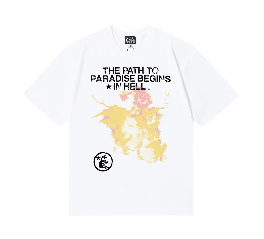 6728# P116 Hellstar American fashion high street pure cotton loose short-sleeved T-shirt Color: White Black Size: S M L XL