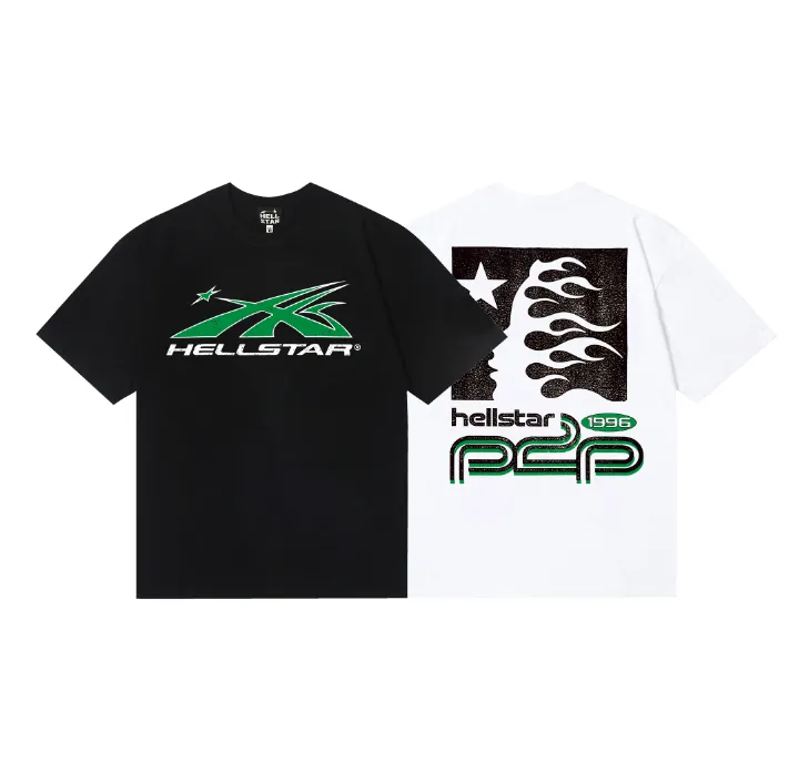 6711# P112 Hellstar American fashion high street pure cotton loose short-sleeved T-shirt Color: White Black Size: S M L XL