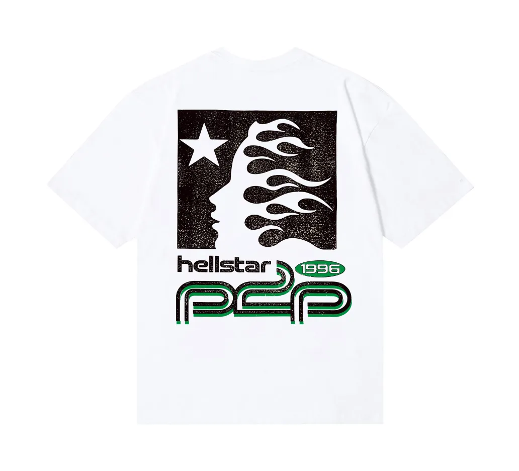 6711# P112 Hellstar American fashion high street pure cotton loose short-sleeved T-shirt Color: White Black Size: S M L XL