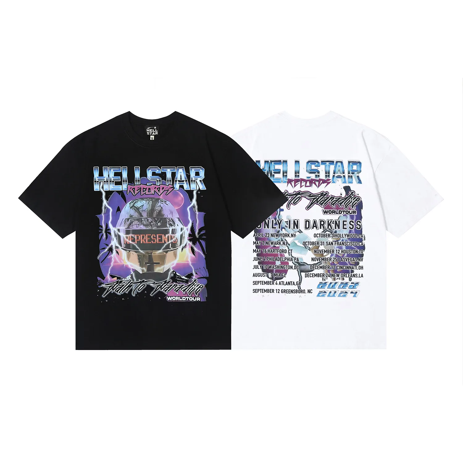 6660# P116 Hellstar American fashion high street pure cotton loose short-sleeved T-shirt Color: White Black Size: S M L XL