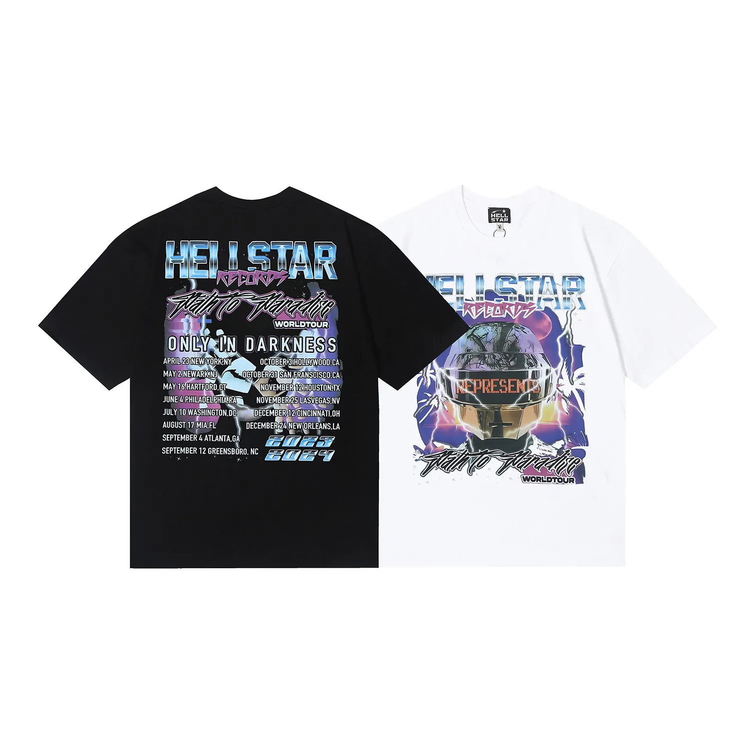6660# P116 Hellstar American fashion high street pure cotton loose short-sleeved T-shirt Color: White Black Size: S M L XL