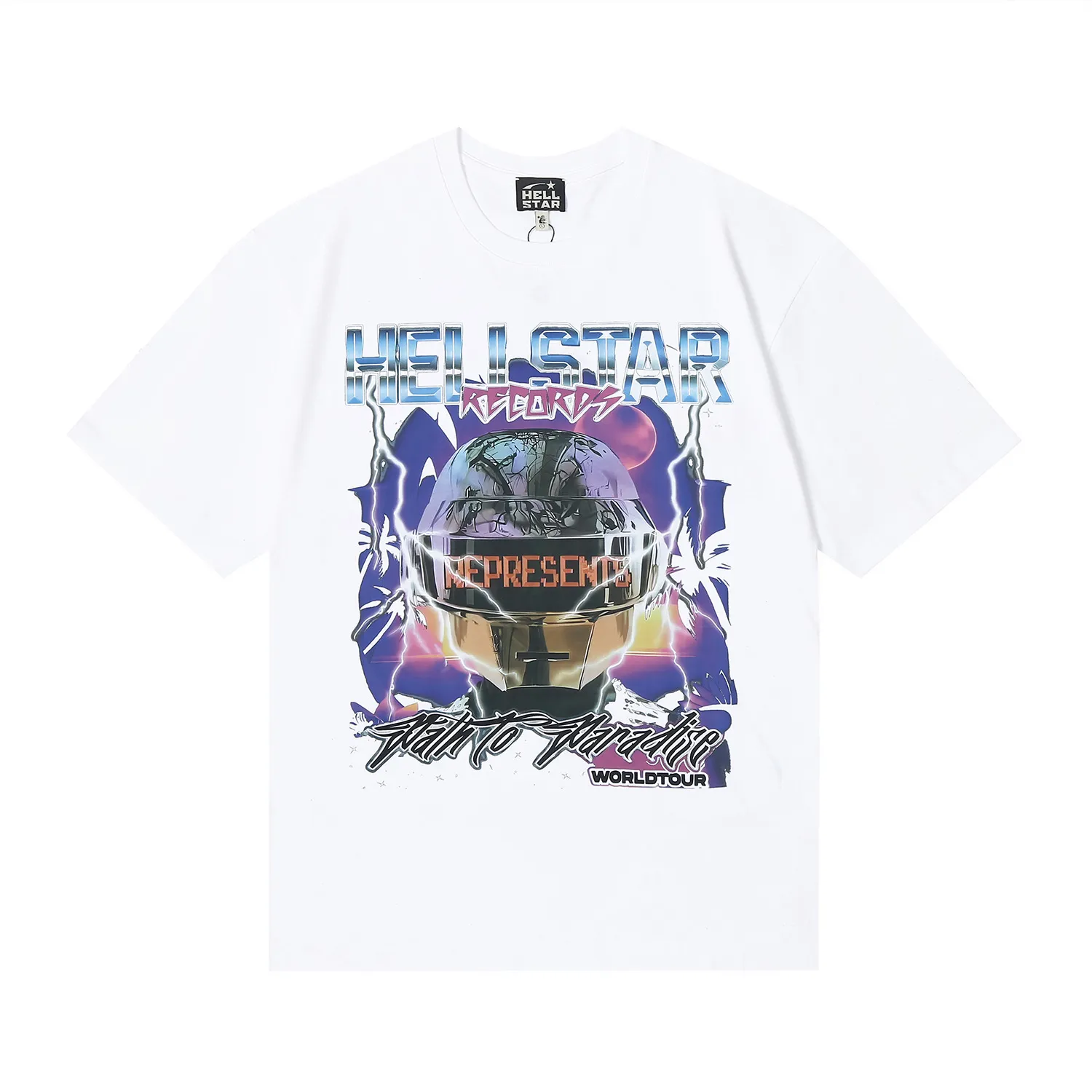 6660# P116 Hellstar American fashion high street pure cotton loose short-sleeved T-shirt Color: White Black Size: S M L XL