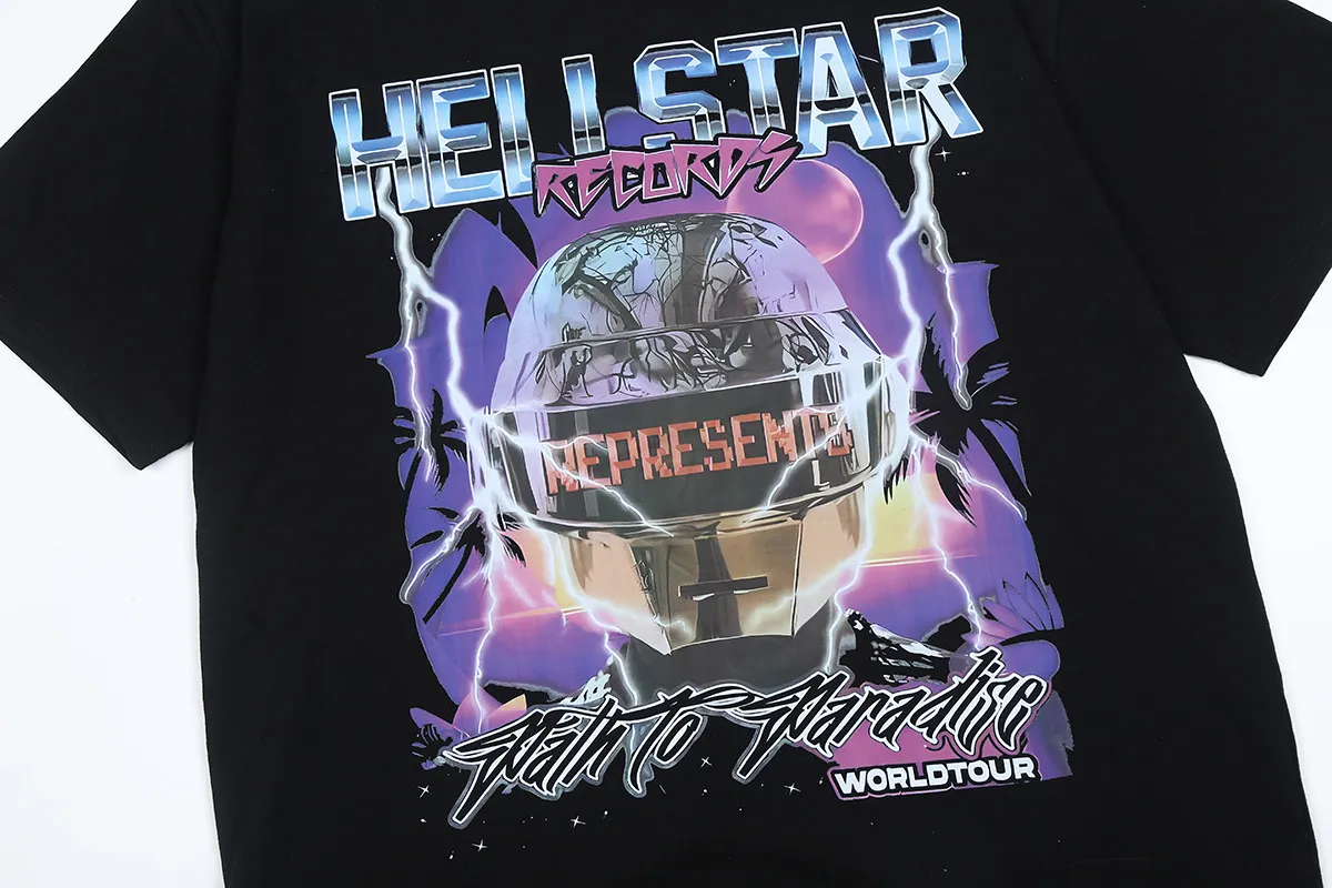 6660# P116 Hellstar American fashion high street pure cotton loose short-sleeved T-shirt Color: White Black Size: S M L XL