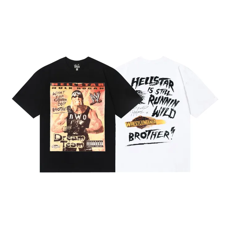 6778# P116 Hellstar American fashion high street pure cotton loose short-sleeved T-shirt Color: White Black Size: S M L XL