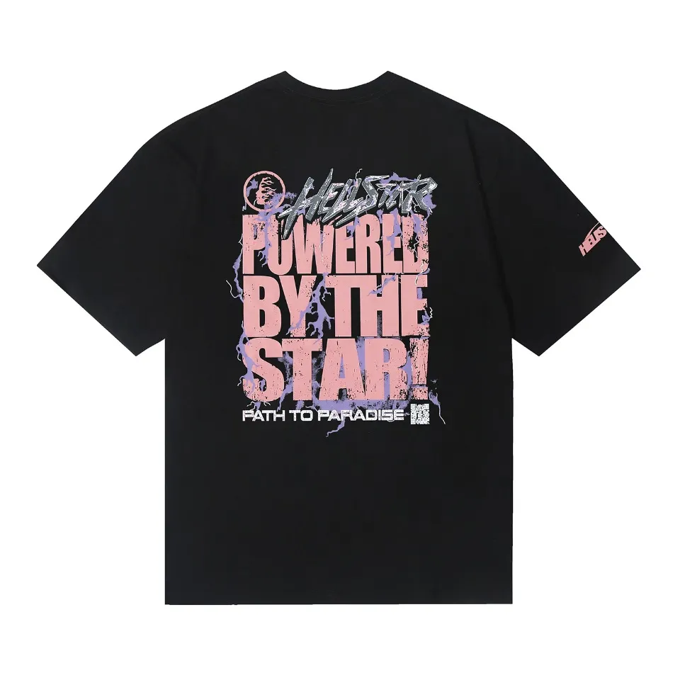 6606# P116 Hellstar short-sleeved Hellstar Rapper star fashion brand American fashionable printed high street retro T-shirt Color: Black Size: S M L XL