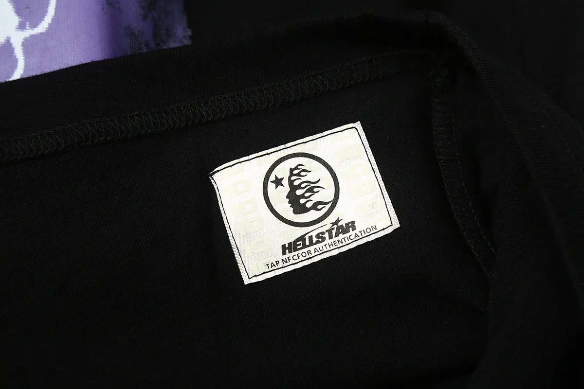 6606# P116 Hellstar short-sleeved Hellstar Rapper star fashion brand American fashionable printed high street retro T-shirt Color: Black Size: S M L XL
