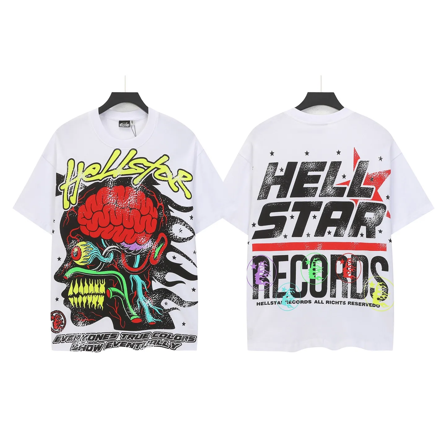 P108 Real-stock Hellstar Cross-border European and American style, street brand pure cotton T-shirt Fabric (fabric): 32 counts of 240g heavy combed double yarn pure cotton Size (size): S-M- L- X L Color (colour): Black/khaki 👉