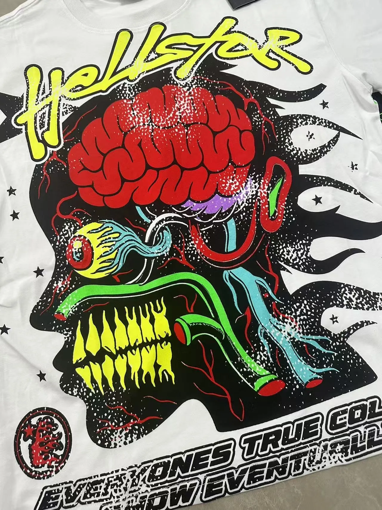 P108 Real-stock Hellstar Cross-border European and American style, street brand pure cotton T-shirt Fabric (fabric): 32 counts of 240g heavy combed double yarn pure cotton Size (size): S-M- L- X L Color (colour): Black/khaki 👉