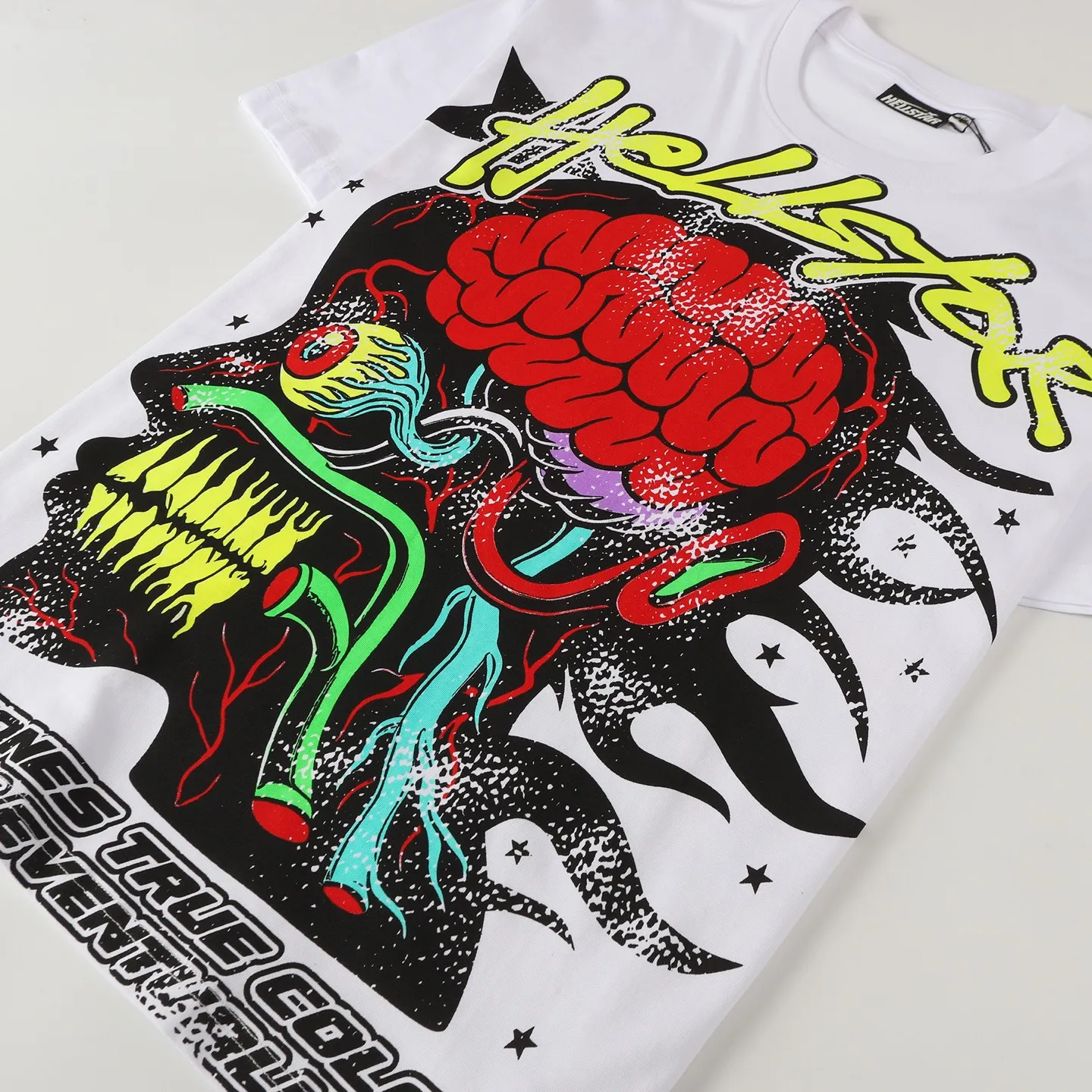 P108 Real-stock Hellstar Cross-border European and American style, street brand pure cotton T-shirt Fabric (fabric): 32 counts of 240g heavy combed double yarn pure cotton Size (size): S-M- L- X L Color (colour): Black/khaki 👉