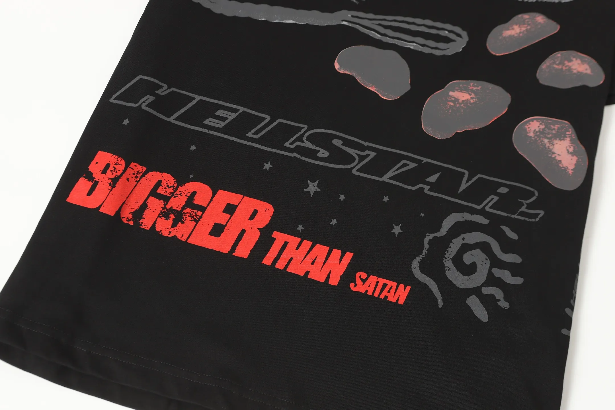 P108 Real-stock Hellstar Cross-border European and American style, street fashion brand pure cotton T-shirt Fabric (fabric): 32 counts of 240g heavy combed double yarn pure cotton Size (size): S-M- L- X L Color (colour): white/black 👉 👉 👉