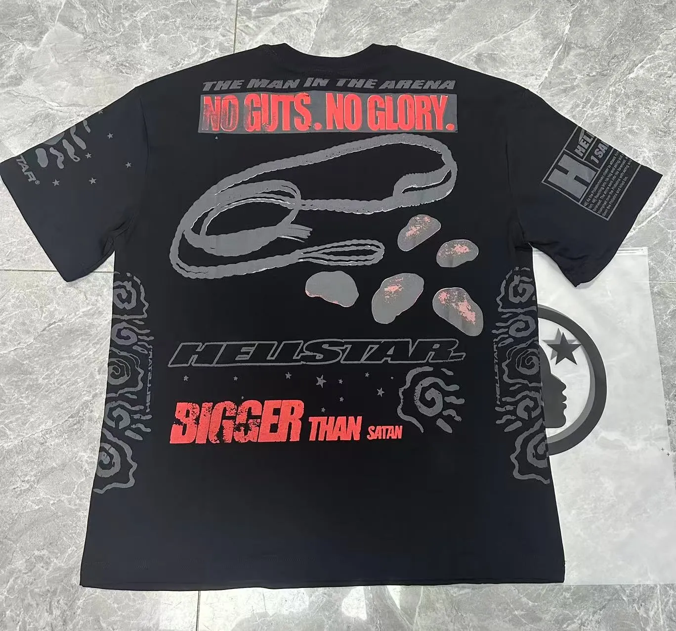 P108 Real-stock Hellstar Cross-border European and American style, street fashion brand pure cotton T-shirt Fabric (fabric): 32 counts of 240g heavy combed double yarn pure cotton Size (size): S-M- L- X L Color (colour): white/black 👉 👉 👉