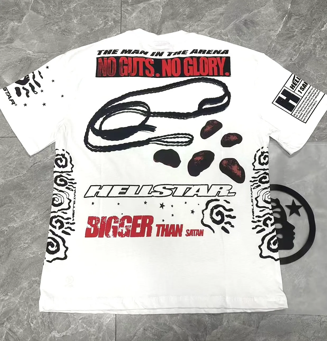 P108 Real-stock Hellstar Cross-border European and American style, street fashion brand pure cotton T-shirt Fabric (fabric): 32 counts of 240g heavy combed double yarn pure cotton Size (size): S-M- L- X L Color (colour): white/black 👉 👉 👉