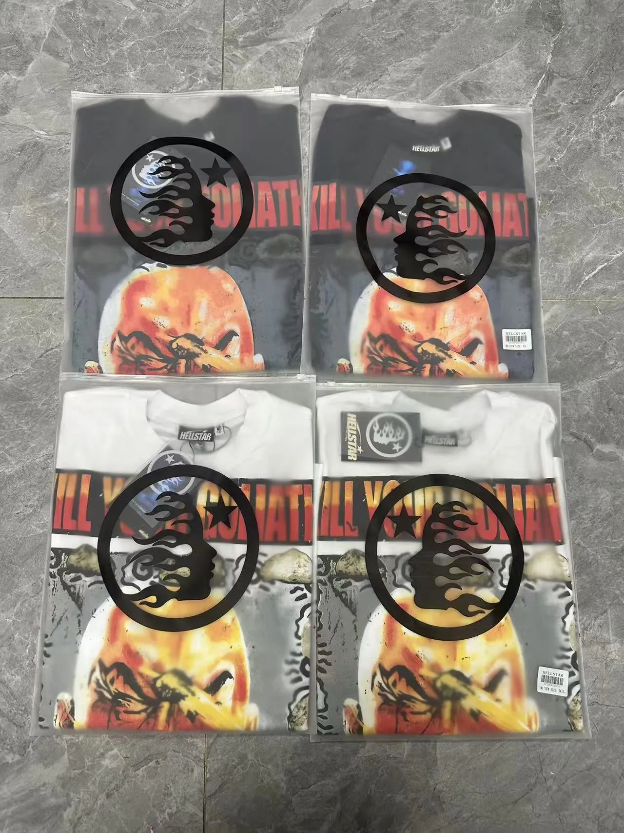 P108 Real-stock Hellstar Cross-border European and American style, street fashion brand pure cotton T-shirt Fabric (fabric): 32 counts of 240g heavy combed double yarn pure cotton Size (size): S-M- L- X L Color (colour): white/black 👉 👉 👉