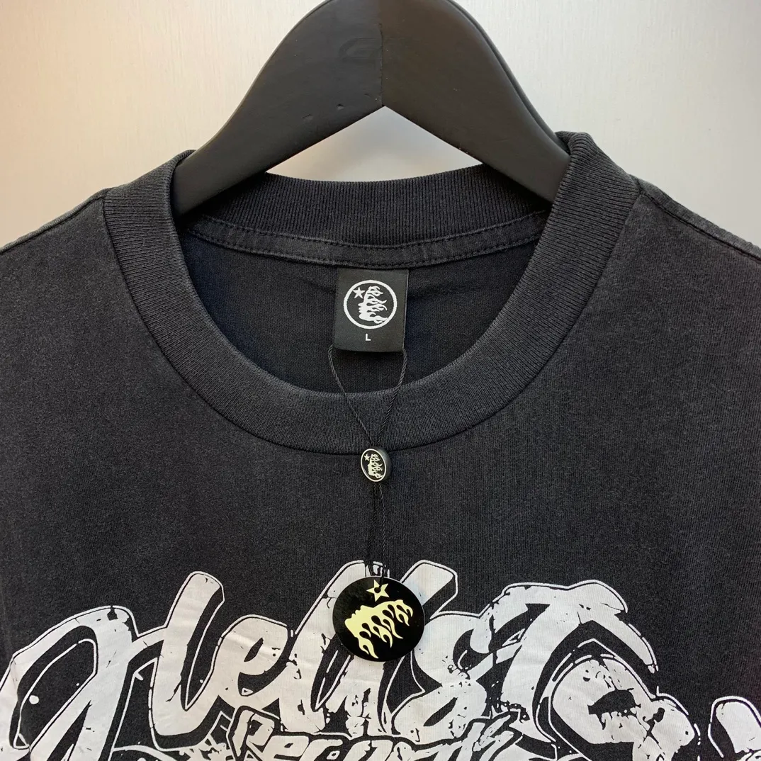 P134 Custom Cut and sew garment in Los Angeles. Dyed and potassium sprayed with jumbo screen print. Fits slightly oversized. Gentle wash tumble dry. Dry clean preferred Newly popular Hellstar short-sleeved T-shirt!   Standard beauty and trendy workmanship, original customization (fabric, pattern, printing, hang tag, main mark, etc.), exaggerated style, explosive style, dare to break through tradition, bring adventurous new fashion experience!  YoungBoy, the most popular rapper in the youth circle, has shot a lot of models for him, and celebrities such as Dababy and Swae Lee frequently get dressed!   color: black Size: S, M, L, XL