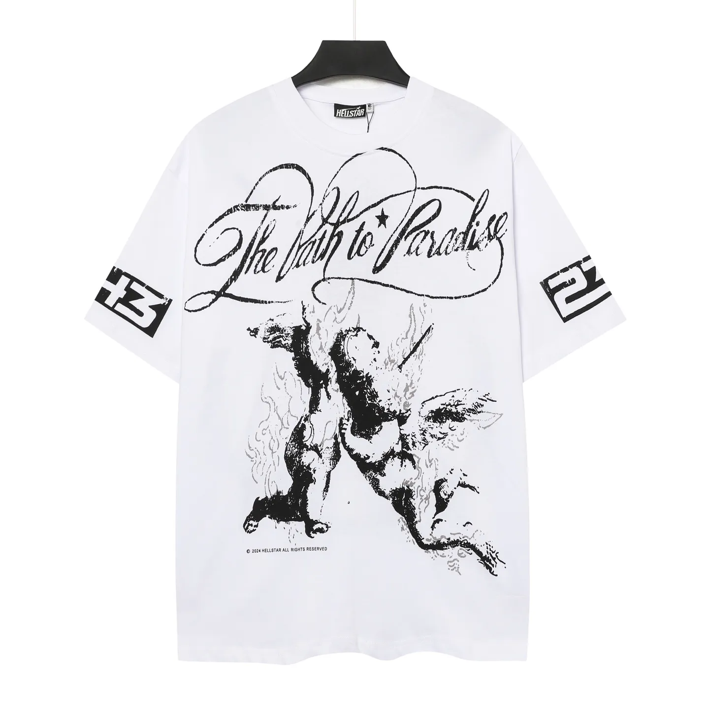 P108 Real-stock Hellstar Cross-border European and American style, street fashion brand pure cotton T-shirt Fabric (fabric): 32 counts of 240g heavy combed yarn pure cotton Size (size): S-M- L- X L Color (colour): apricot/white