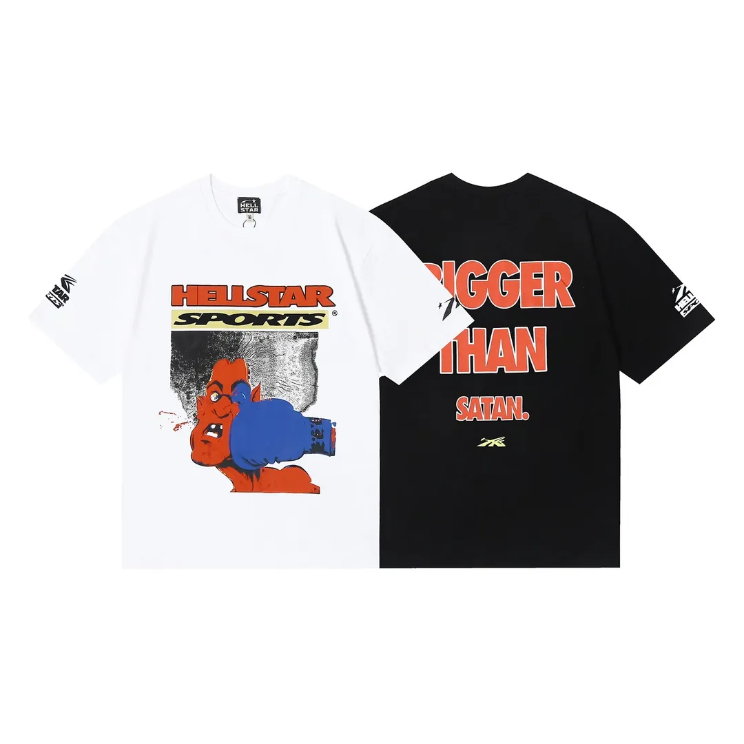 6622# P116 Hellstar American fashion high street pure cotton loose short-sleeved T-shirt Color: White Black Size: S M L XL