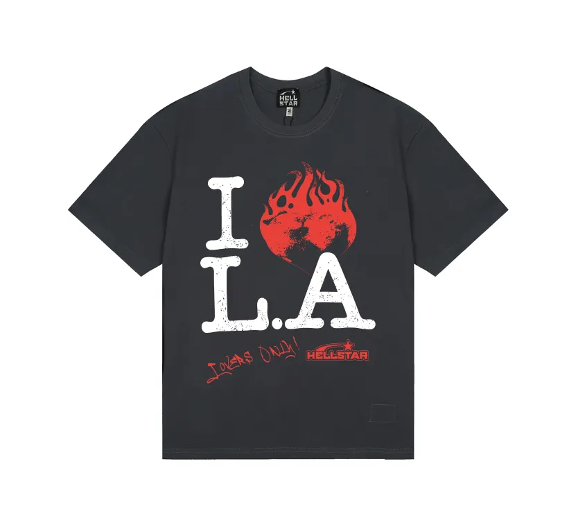 6727# P116 Hellstar American fashion high street pure cotton loose short-sleeved T-shirt Color: White Black Gray Size: S M L XL