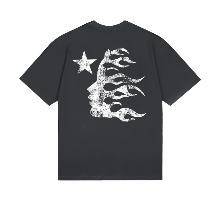 6727# P116 Hellstar American fashion high street pure cotton loose short-sleeved T-shirt Color: White Black Gray Size: S M L XL