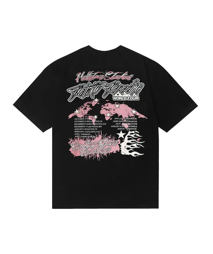6725# P116 Hellstar American fashion high street pure cotton loose short-sleeved T-shirt Color: Black Size: S M L XL