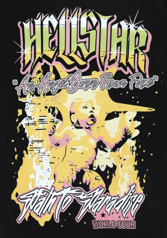 6725# P116 Hellstar American fashion high street pure cotton loose short-sleeved T-shirt Color: Black Size: S M L XL