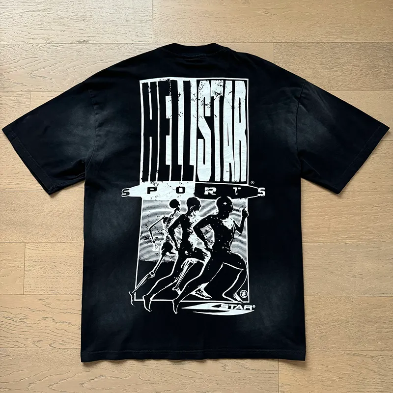 P126 6757#washed black Real shot Hellstar washed retro beauty trendy printed short-sleeved T-shirt Fabric: 250g 32 count fine cotton double yarn pure cotton Color: washed black Size: S M L XL