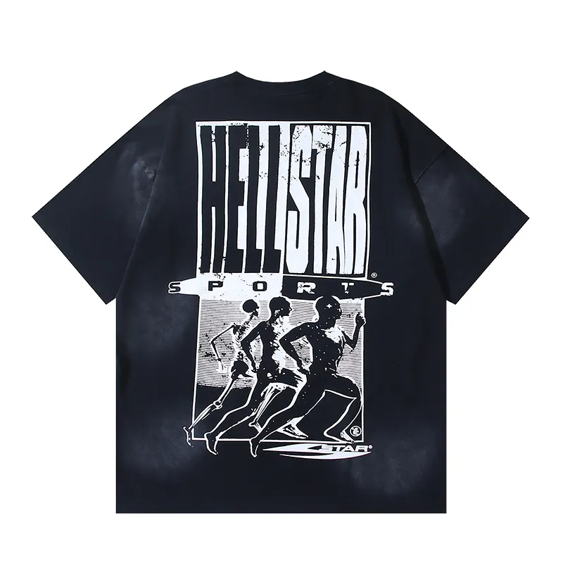 P126 6757#washed black Real shot Hellstar washed retro beauty trendy printed short-sleeved T-shirt Fabric: 250g 32 count fine cotton double yarn pure cotton Color: washed black Size: S M L XL