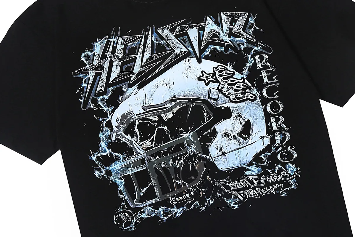 6668# P116 Hellstar American fashion high street pure cotton loose short-sleeved T-shirt Color: Black Size: S M L XL