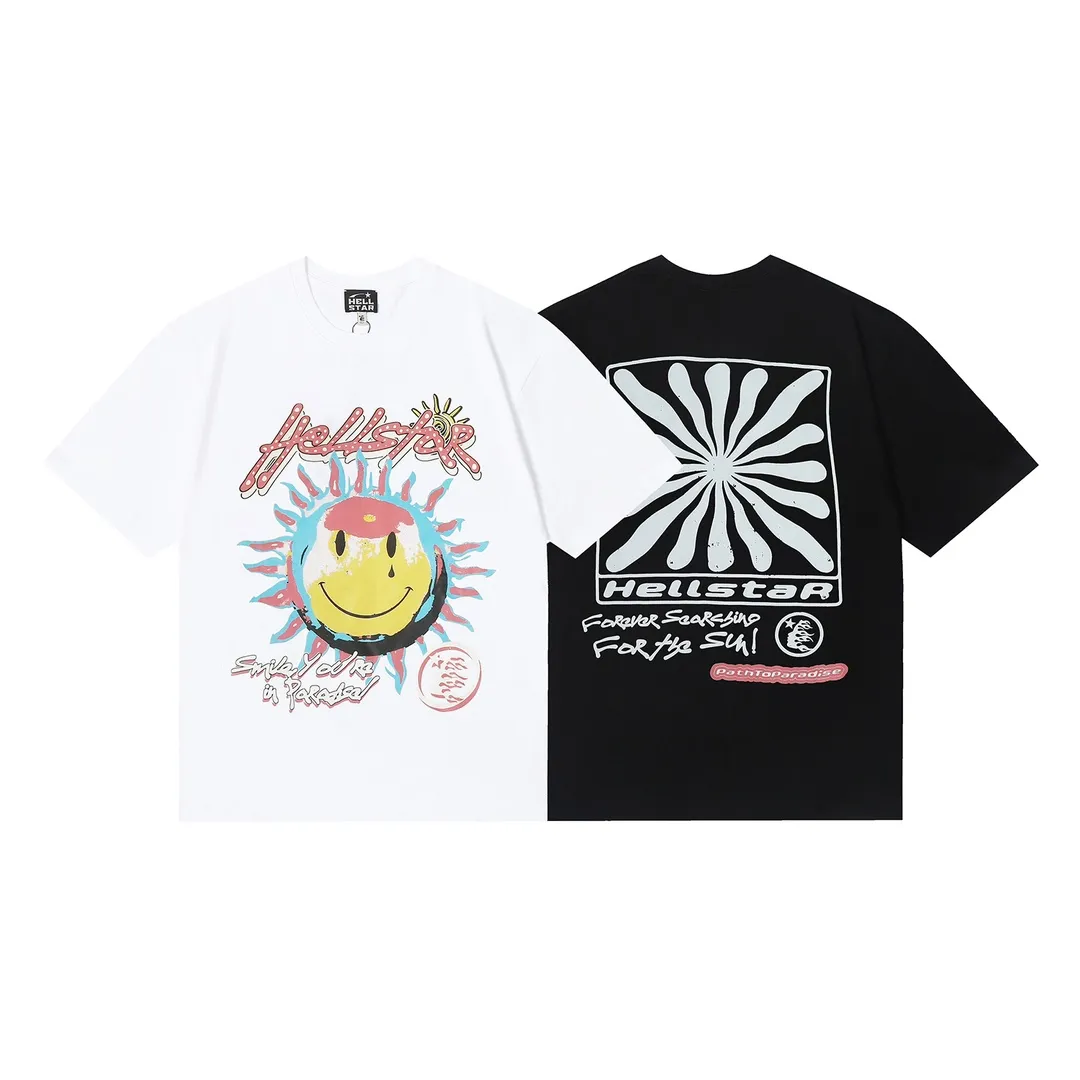 6658# P116 Hellstar American fashion high street pure cotton loose short-sleeved T-shirt Color: White Black Size: S M L XL
