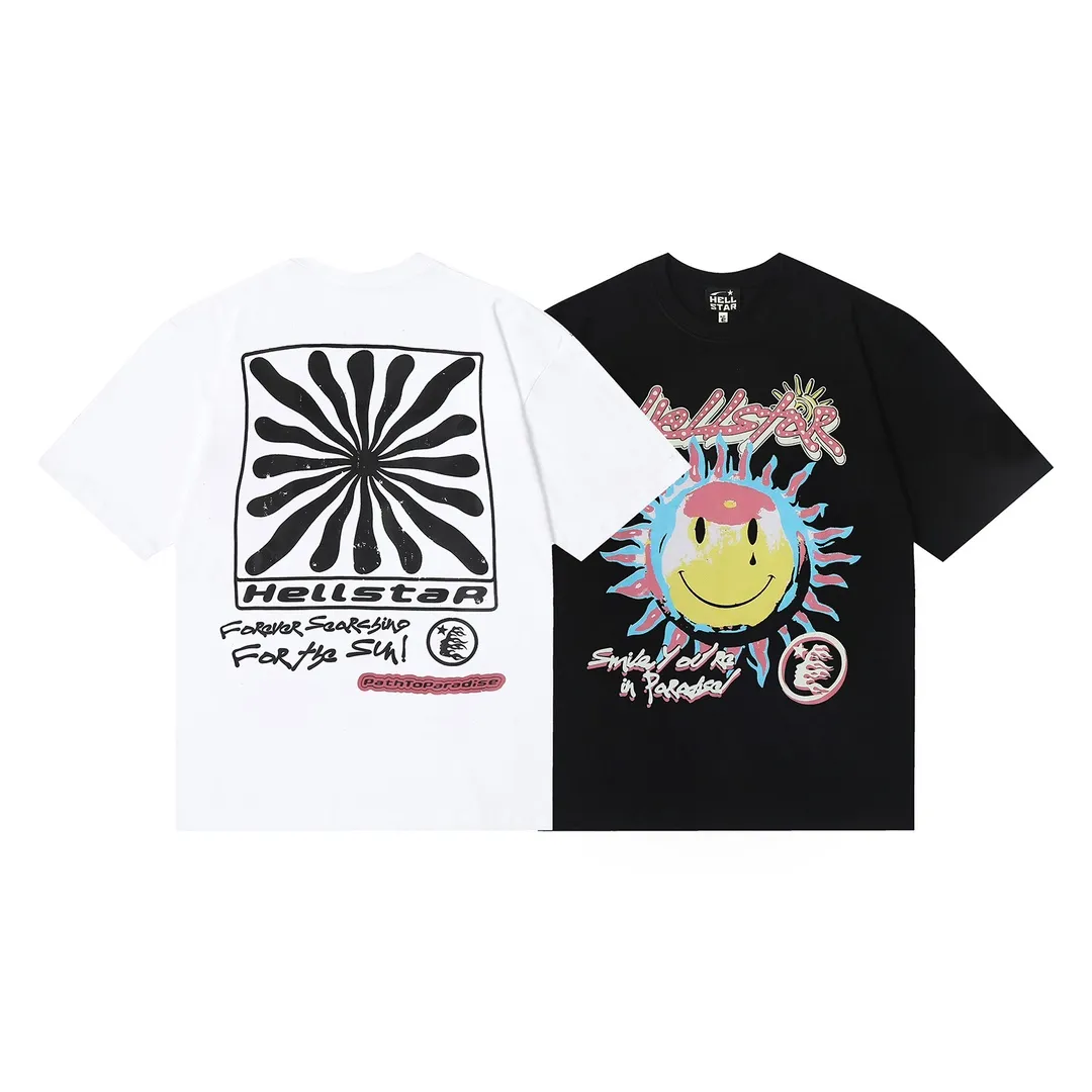 6658# P116 Hellstar American fashion high street pure cotton loose short-sleeved T-shirt Color: White Black Size: S M L XL