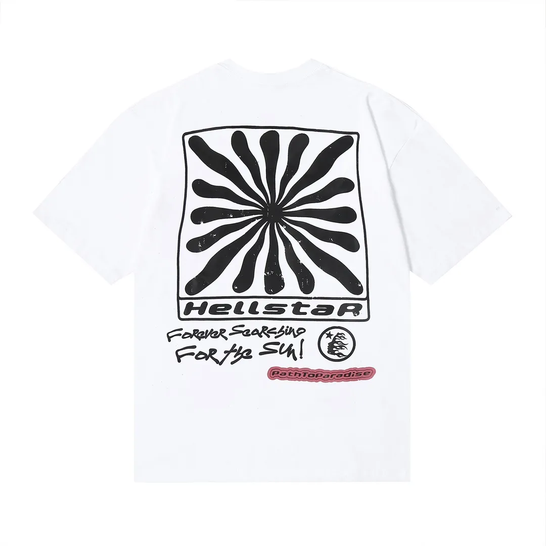 6658# P116 Hellstar American fashion high street pure cotton loose short-sleeved T-shirt Color: White Black Size: S M L XL