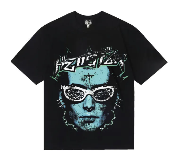 6816# P116 Hellstar American fashion high street pure cotton loose short-sleeved T-shirt Color: Black Size: S M L XL