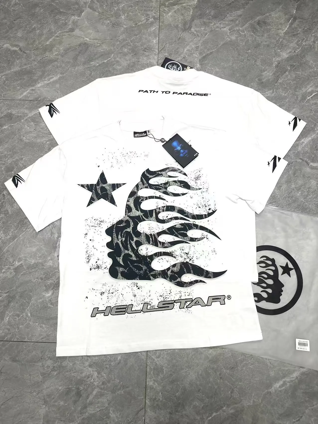 P108 Real-stock Hellstar Cross-border European and American style, street brand pure cotton T-shirt Fabric (fabric): 32 pieces of 240g heavy combed double yarn pure cotton Size (size): S-M- L- X L Color (colour): white/apricot 👉