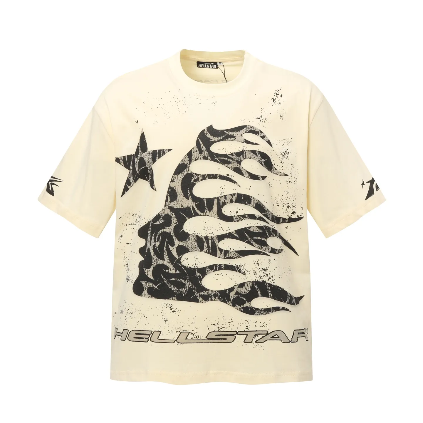 P108 Real-stock Hellstar Cross-border European and American style, street brand pure cotton T-shirt Fabric (fabric): 32 pieces of 240g heavy combed double yarn pure cotton Size (size): S-M- L- X L Color (colour): white/apricot 👉