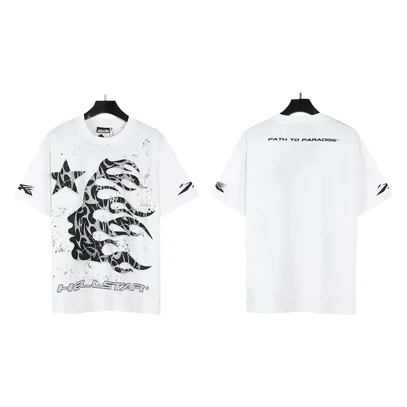 P108 Real-stock Hellstar Cross-border European and American style, street brand pure cotton T-shirt Fabric (fabric): 32 pieces of 240g heavy combed double yarn pure cotton Size (size): S-M- L- X L Color (colour): white/apricot 👉