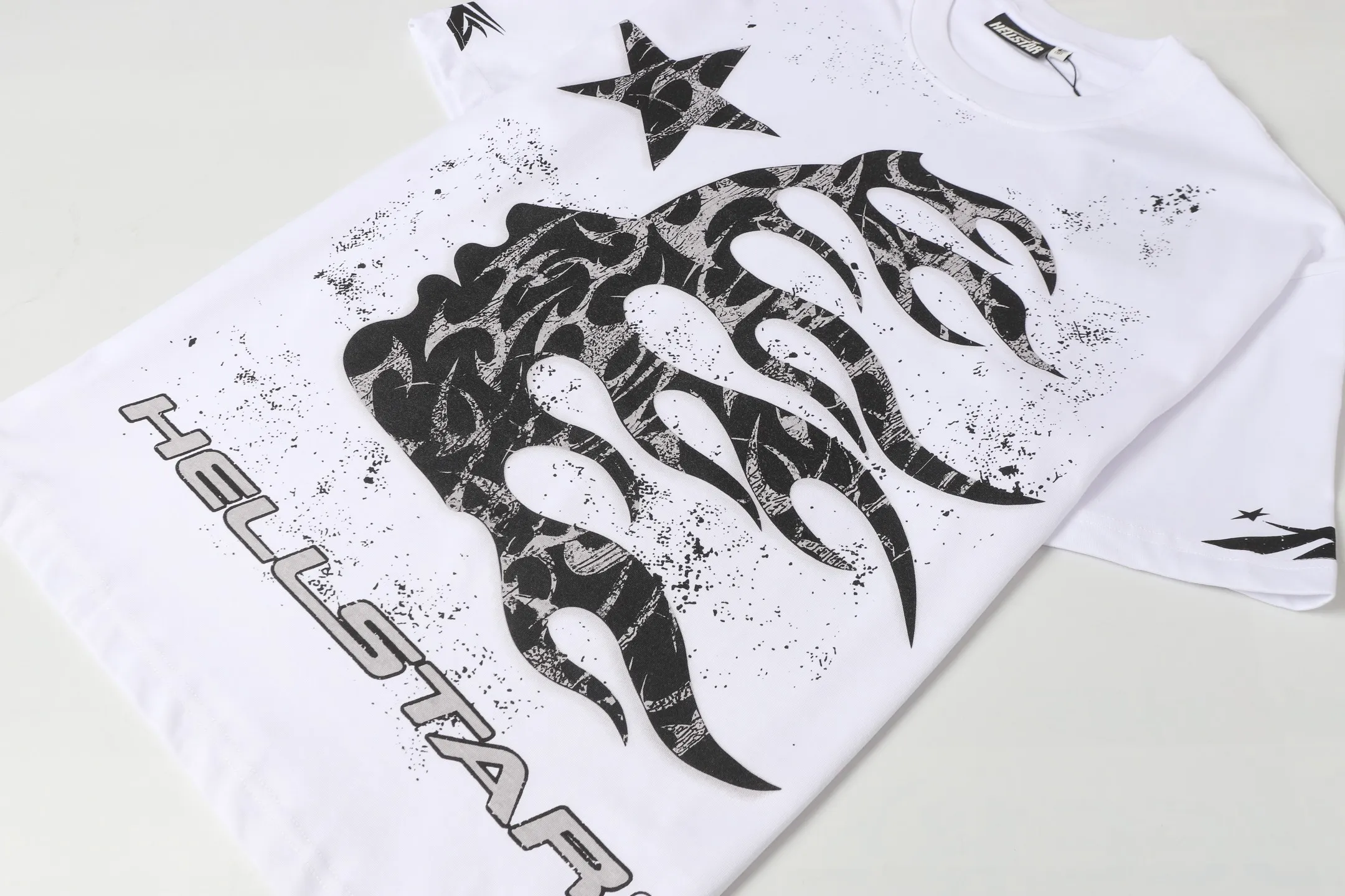P108 Real-stock Hellstar Cross-border European and American style, street brand pure cotton T-shirt Fabric (fabric): 32 pieces of 240g heavy combed double yarn pure cotton Size (size): S-M- L- X L Color (colour): white/apricot 👉