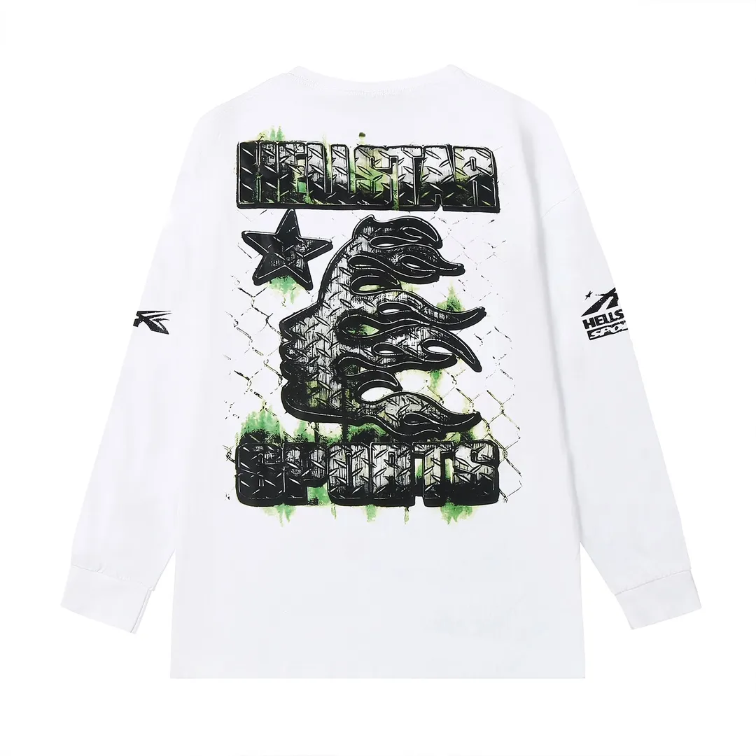 5510# P136 P136 Hellstar Hellstar letter print lightning high street men and women hip-hop loose long-sleeved T-shirt Color: White Black Size: S M L XL