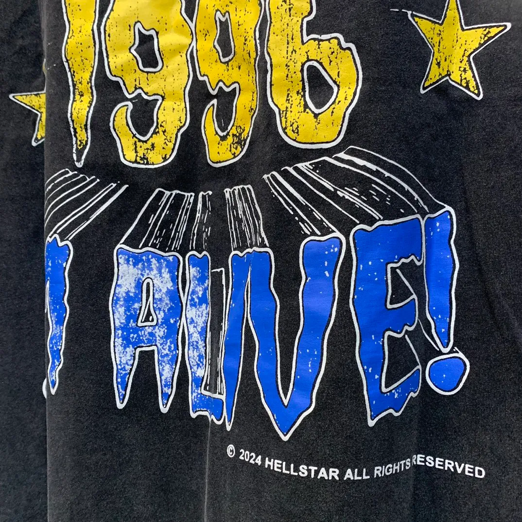 P140 Hellstar Halloween 1996 P4P Tee Shirt American fashionable short-sleeved T-shirt, the new popular American fashionable Hellstar!  Standard beauty and trendy workmanship, original customization (fabric, pattern, printing, hang tag, main mark, etc.), exaggerated style, explosive style, dare to break through tradition, bring adventurous new fashion experience!   YoungBoy, the most popular rapper in the youth circle, has shot a lot of models for him, and celebrities such as Dababy and Swae Lee frequently get dressed!  color: black Size: S, M, L, XL