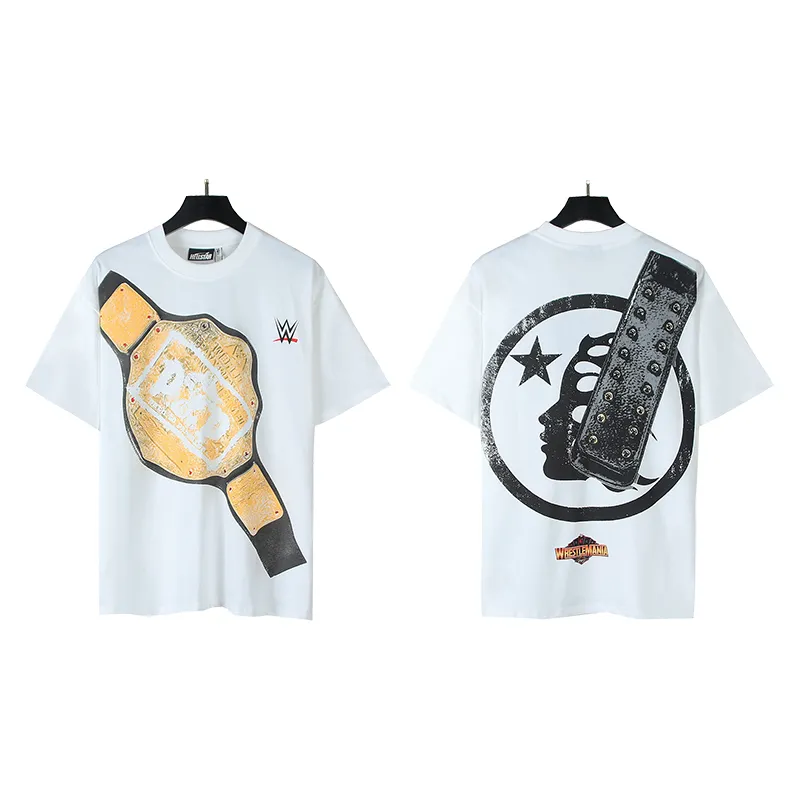 P110 5616# Real shot Hellstar Meichao high street pure cotton loose short-sleeved T-shirt Fabric: 240g 32 count fine cotton double yarn pure cotton Color: White Size: S M L XL