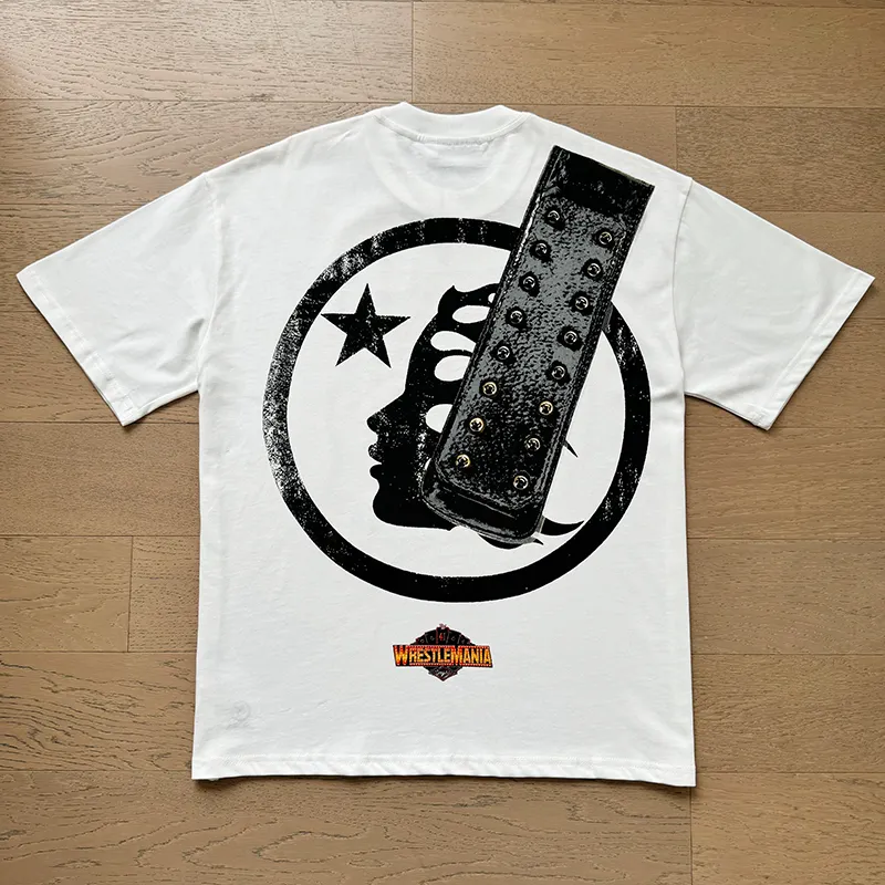 P110 5616# Real shot Hellstar Meichao high street pure cotton loose short-sleeved T-shirt Fabric: 240g 32 count fine cotton double yarn pure cotton Color: White Size: S M L XL