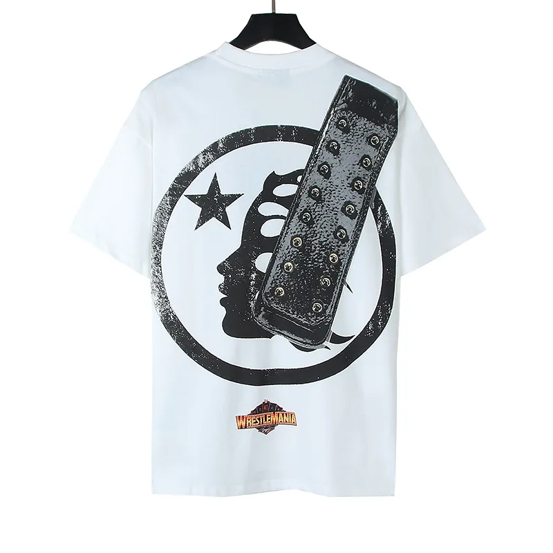 P110 5616# Real shot Hellstar Meichao high street pure cotton loose short-sleeved T-shirt Fabric: 240g 32 count fine cotton double yarn pure cotton Color: White Size: S M L XL