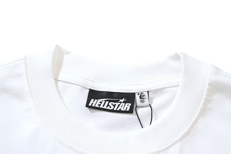 P110 5616# Real shot Hellstar Meichao high street pure cotton loose short-sleeved T-shirt Fabric: 240g 32 count fine cotton double yarn pure cotton Color: White Size: S M L XL