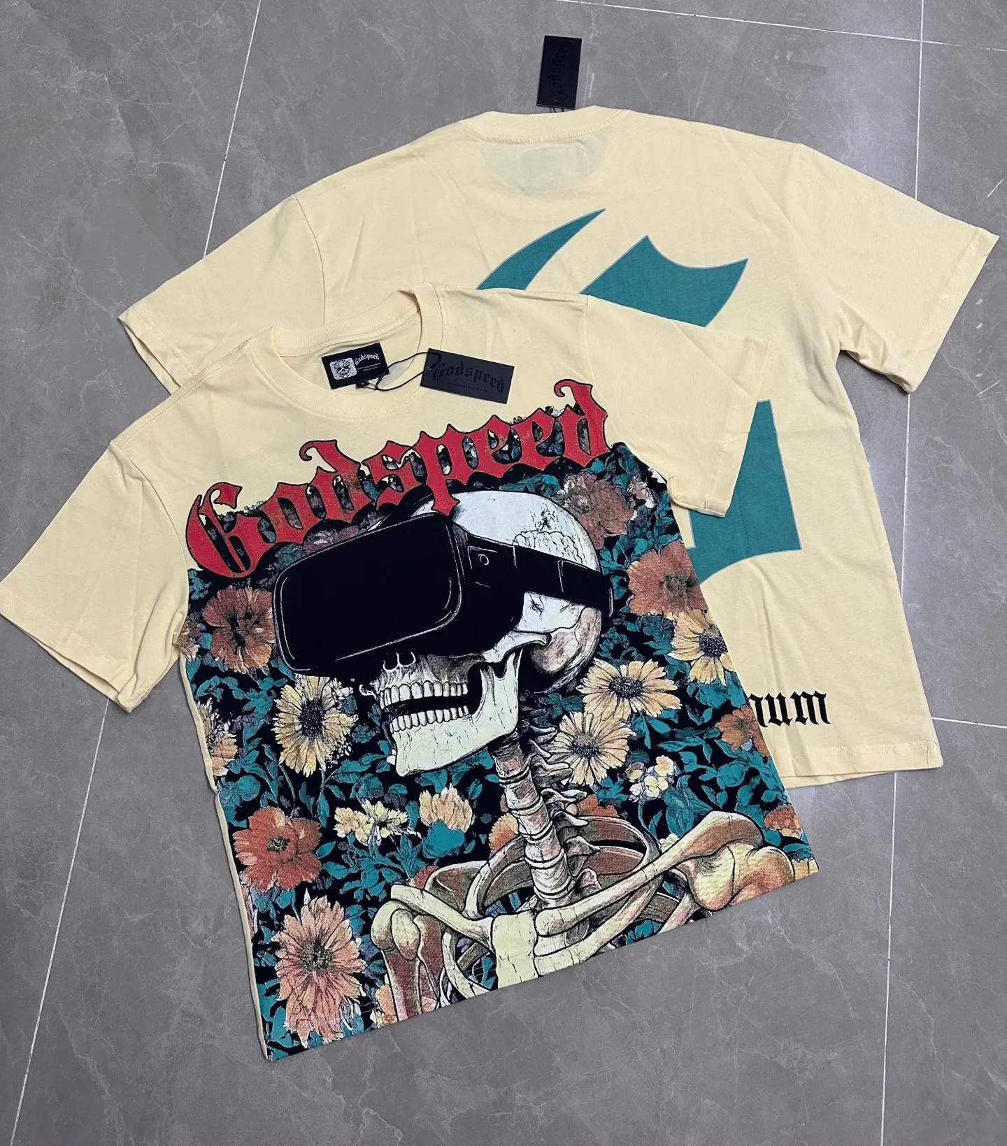 P116 5135#apricot I Real stock Godspeed cross-border American rock and roll street washed retro style short-sleeved T (craft printing) fabric (fabric) 32 counts combed double yarn 240 grams weight code number (size): S-M-L-XL color (colour): apricot