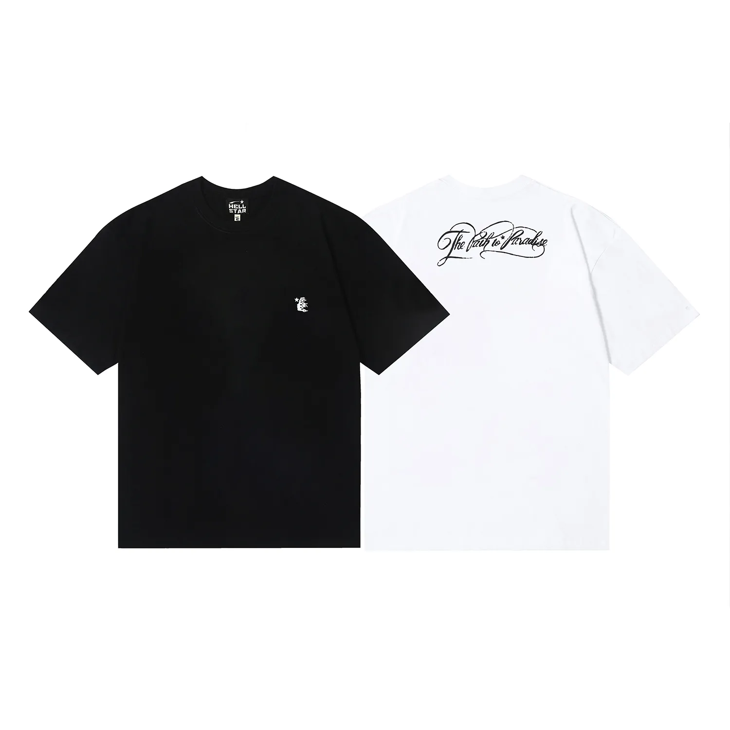 6681# P106 Hellstar American fashion high street pure cotton loose short-sleeved T-shirt Color: White Black Size: S M L XL