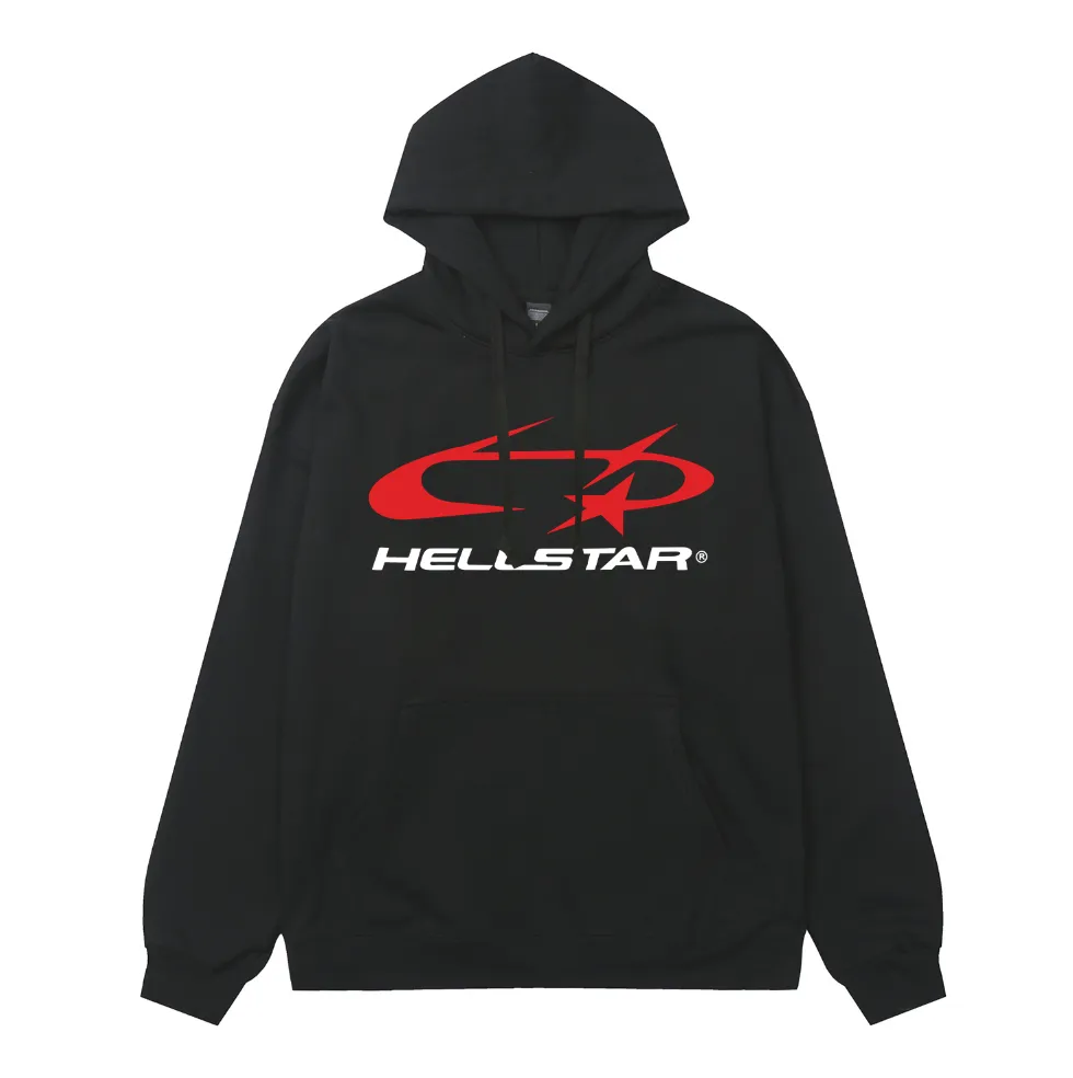 9920# P196 Ins American hip-hop trendy brand hellstar letter printed high street loose hooded pullover sweatshirt for men and women Color: Black White Size: S M L XL
