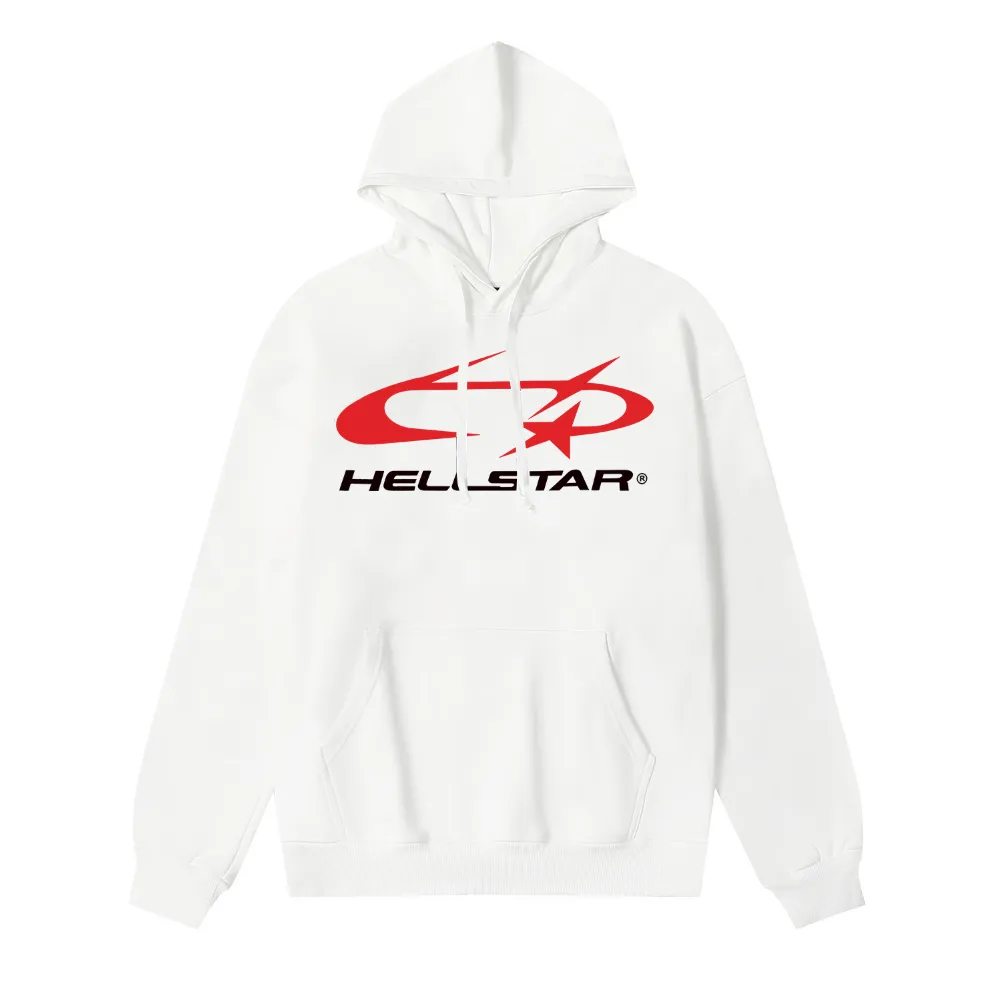 9920# P196 Ins American hip-hop trendy brand hellstar letter printed high street loose hooded pullover sweatshirt for men and women Color: Black White Size: S M L XL