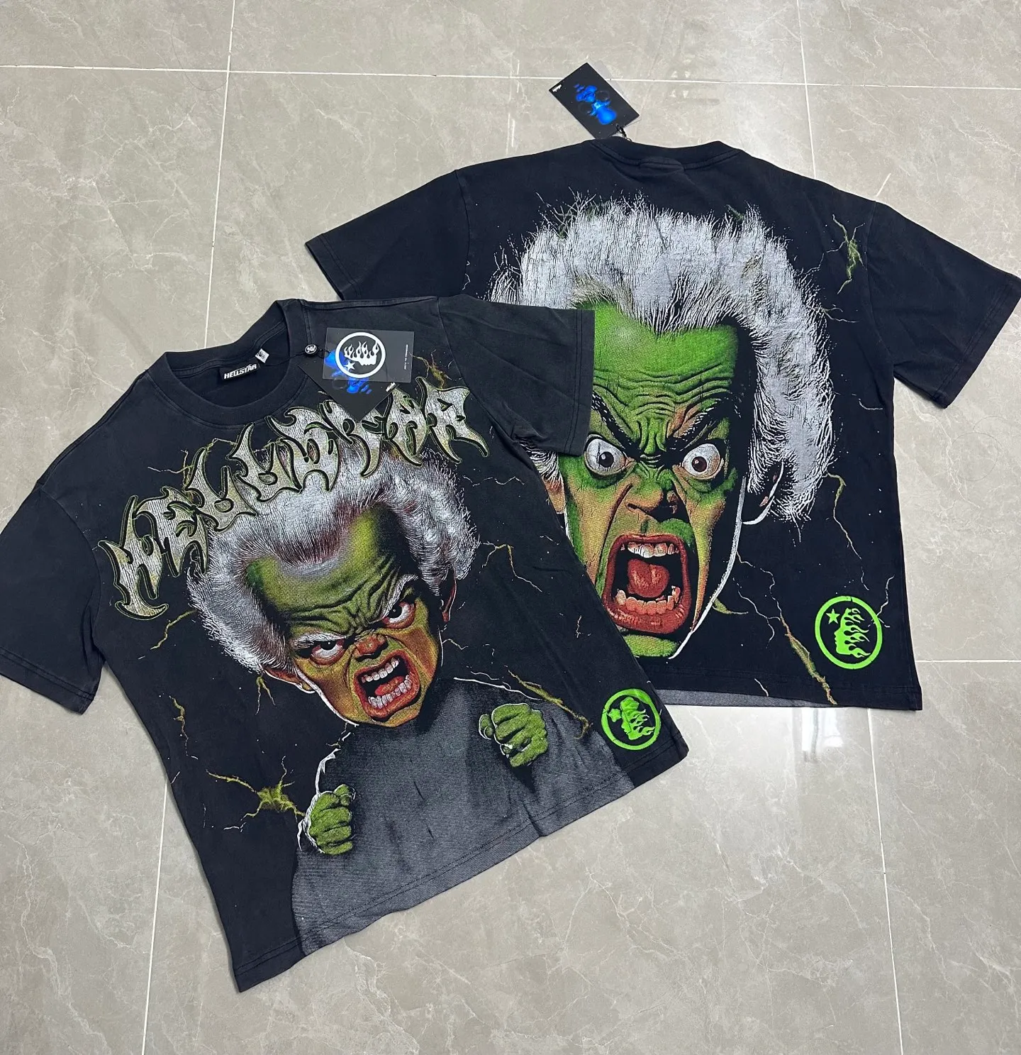 P124 953# Washed Black I Hellstar Cross-border European and American style street fashion brand pure cotton T-shirt Fabric (fabric): 32 counts 250g washed combed double yarn pure cotton Size (size): S-M- L- X L Color (colour): Washed black