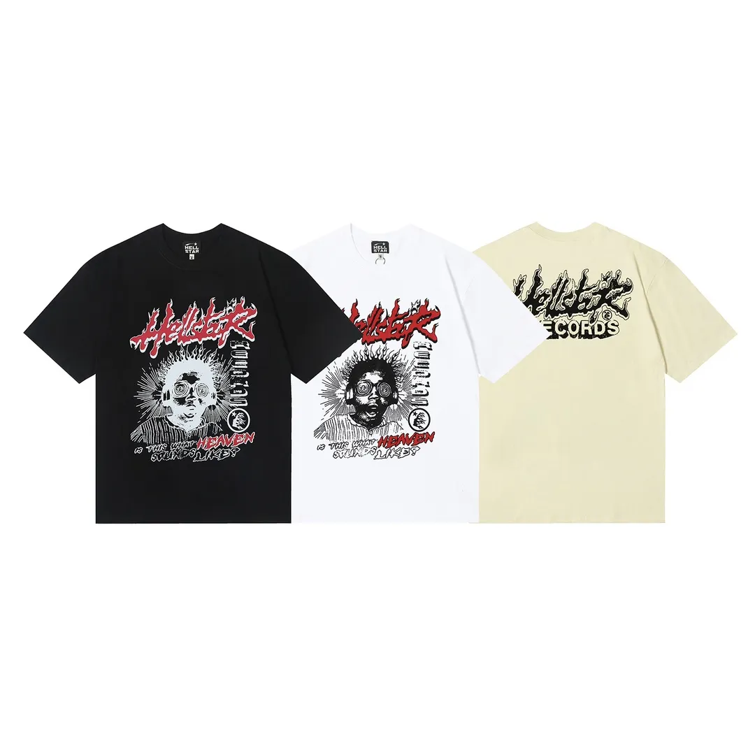 6632# P112 Hellstar American fashion high street pure cotton loose short-sleeved T-shirt Color: White Black Apricot Code Number: S M L XL
