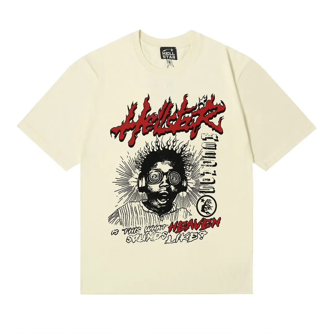 6632# P112 Hellstar American fashion high street pure cotton loose short-sleeved T-shirt Color: White Black Apricot Code Number: S M L XL